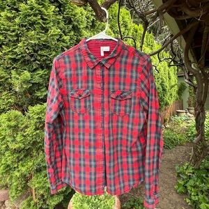 Red Plaid Button Up Shirt